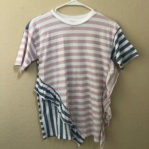 ASOS Pink and Blue Ruffled Tee Shirt